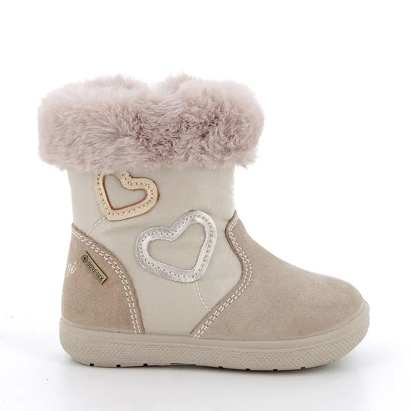 Stivaletti gore-tex da bambina beige con zip