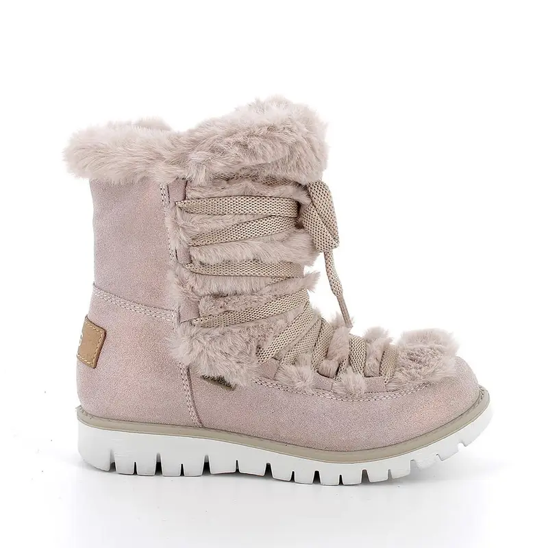 Stivaletti gore-tex da bambina beige con zip