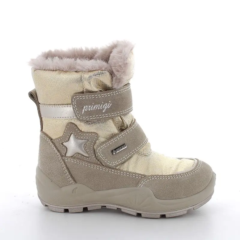 Stivaletti gore-tex da bambina beige e platino con strap