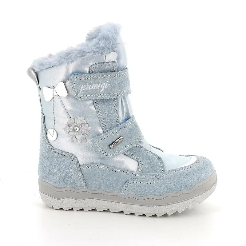 Stivaletti gore-tex da bambina celeste con strap