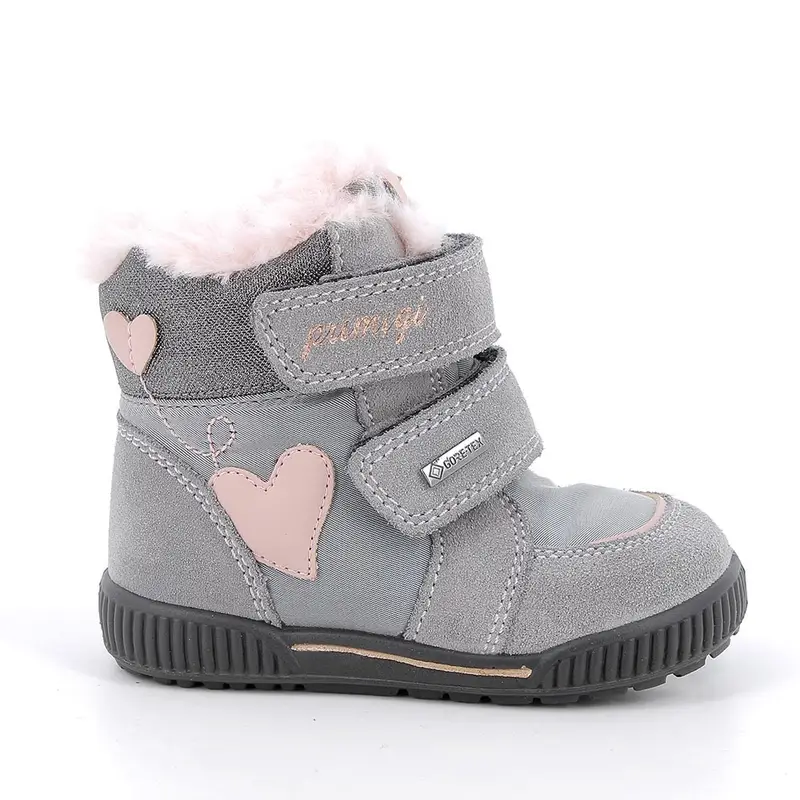 Stivaletti gore-tex da bambina grigio con strap