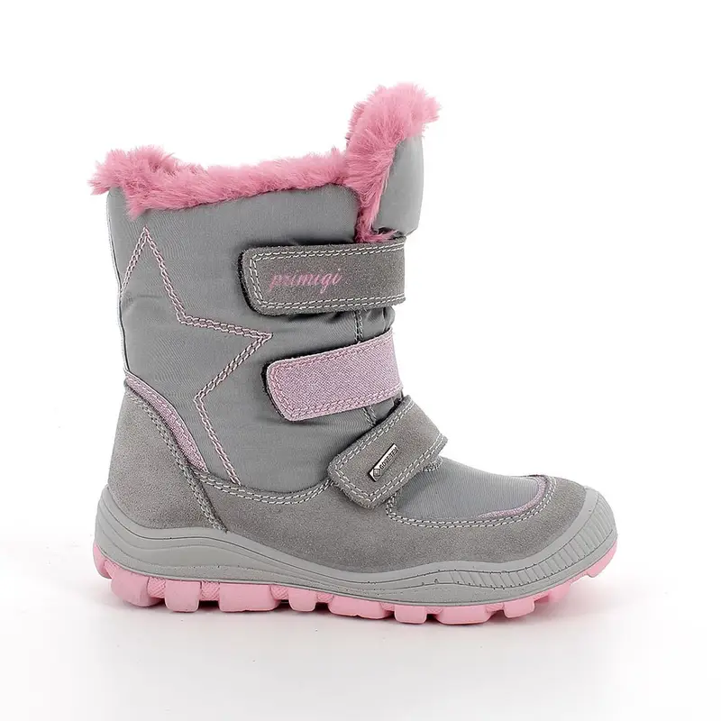 Stivaletti gore-tex da bambina grigio con strap