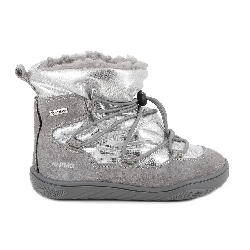 Stivaletti gore-tex da bambina grigio e argento con elastico