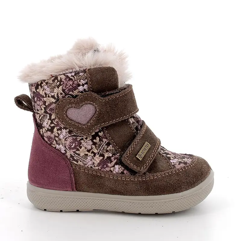 Stivaletti gore-tex da bambina marrone con strap