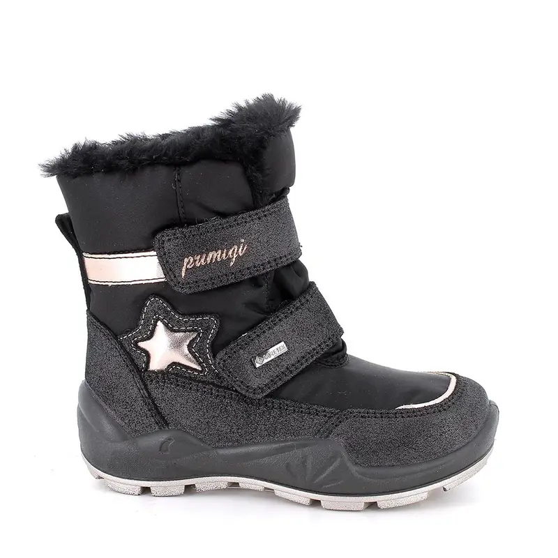 Stivaletti gore-tex da bambina nero con strap