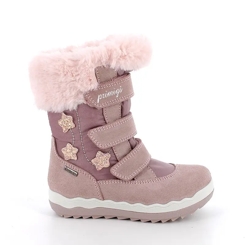 Stivaletti gore-tex da bambina rosa con strap