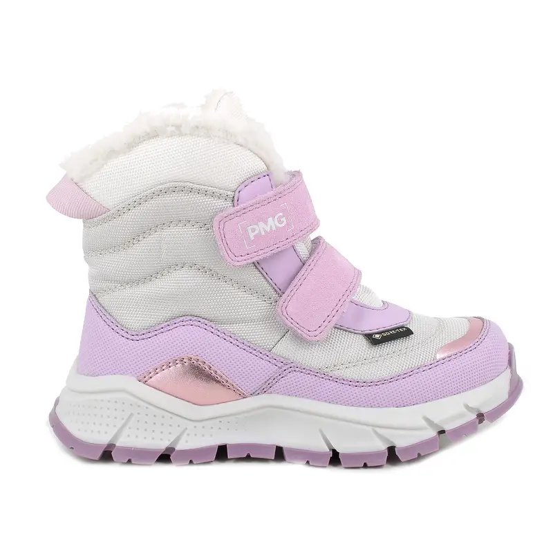 Stivaletti gore-tex da bambina viola e grigio con strap