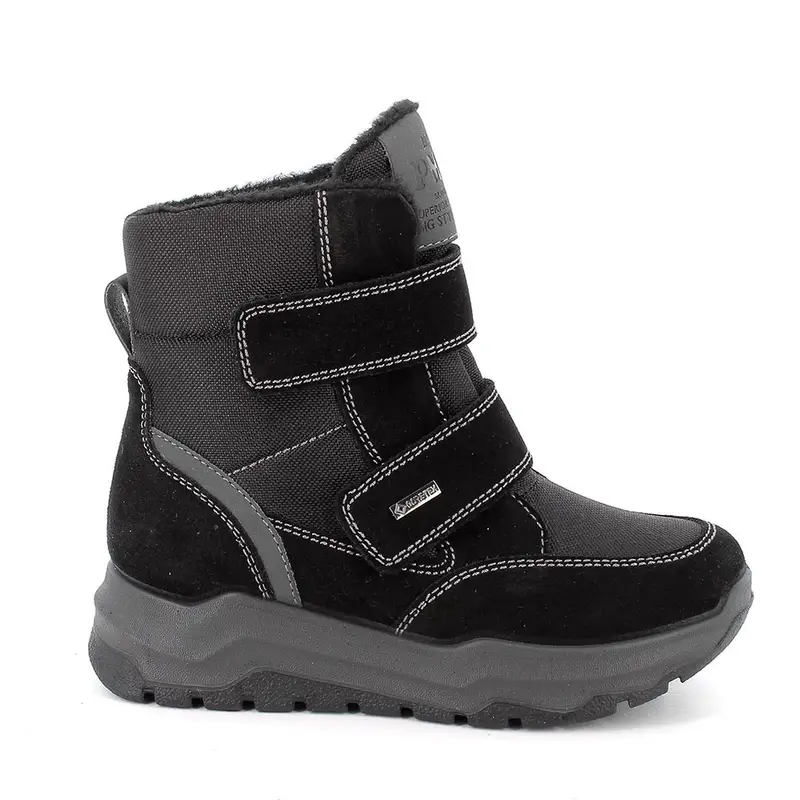 Stivaletti gore-tex da bambino nero con strap