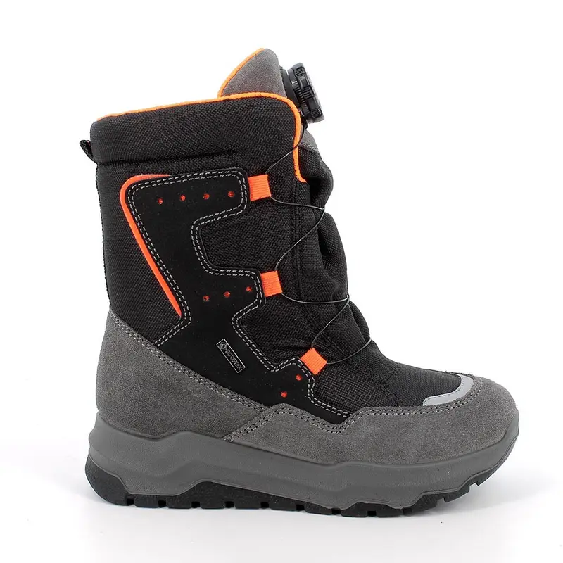 Stivaletti gore-tex da bambino nero e grigio con chiusura a disco