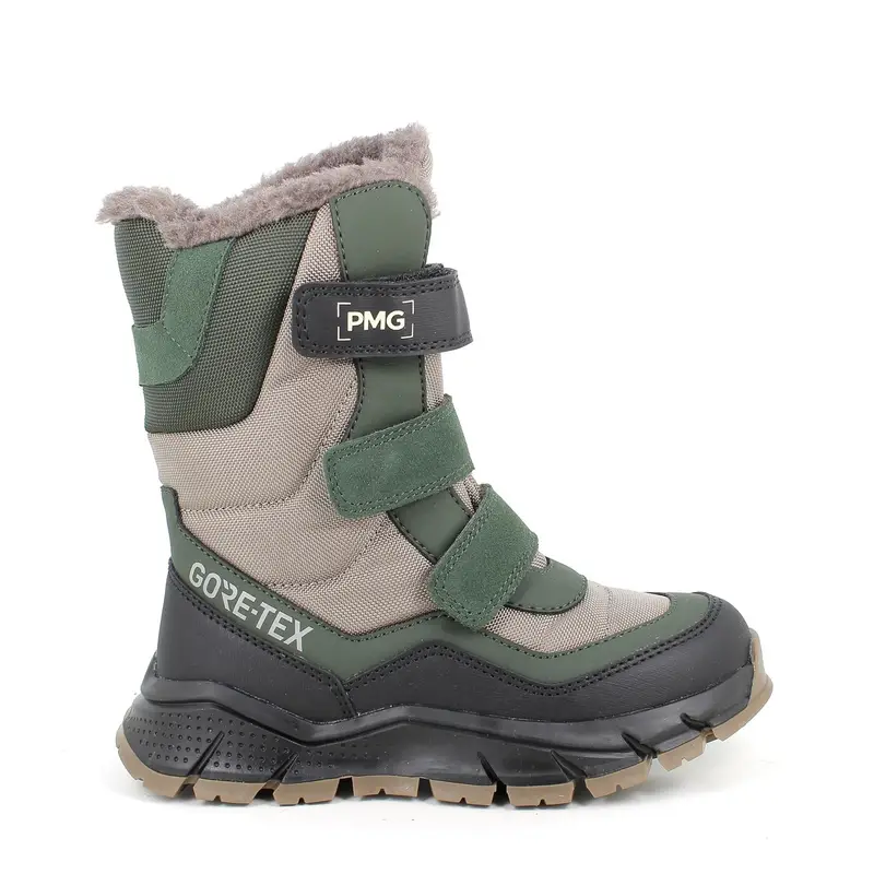 Stivaletti gore-tex da bambino verde e beige con strap