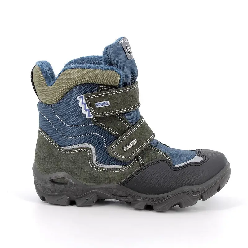 Stivaletti gore-tex da bambino verde e celeste con strap