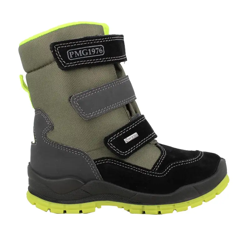 Stivaletti gore-tex da bambino verde e grigio con strap