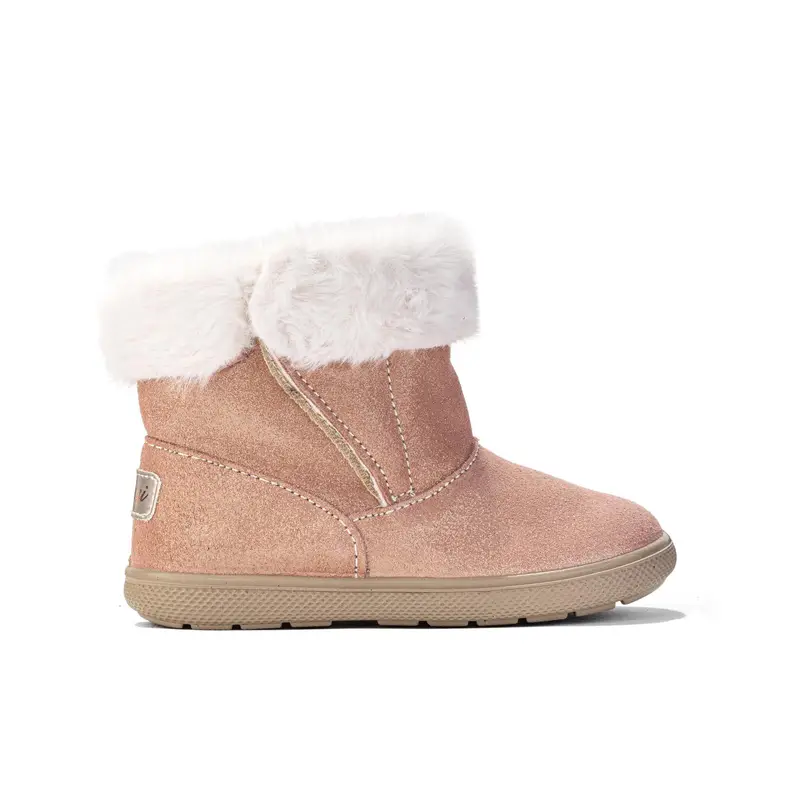 Stivaletti rosa bimba con velcro e interno in peluche