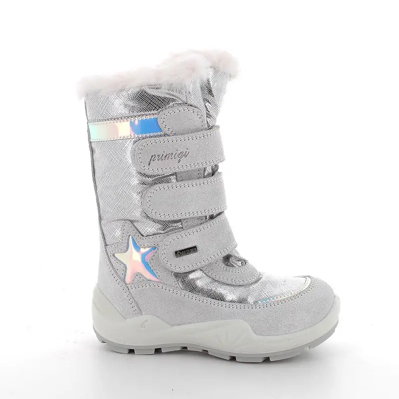 Stivali gore-tex da bambina argento con strap