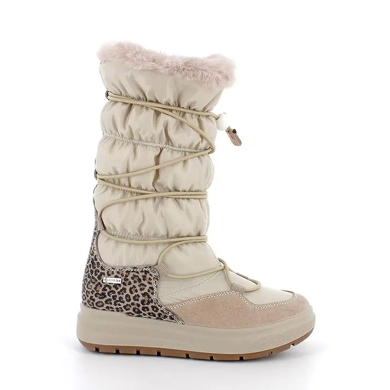 Stivali gore-tex da bambina beige con elastico