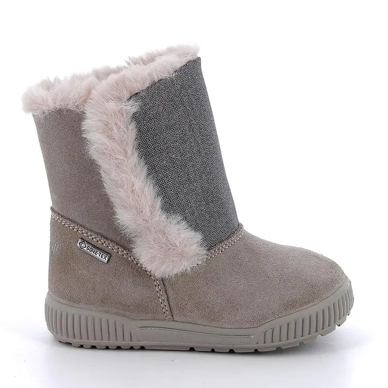 Stivali gore-tex da bambina beige con strap
