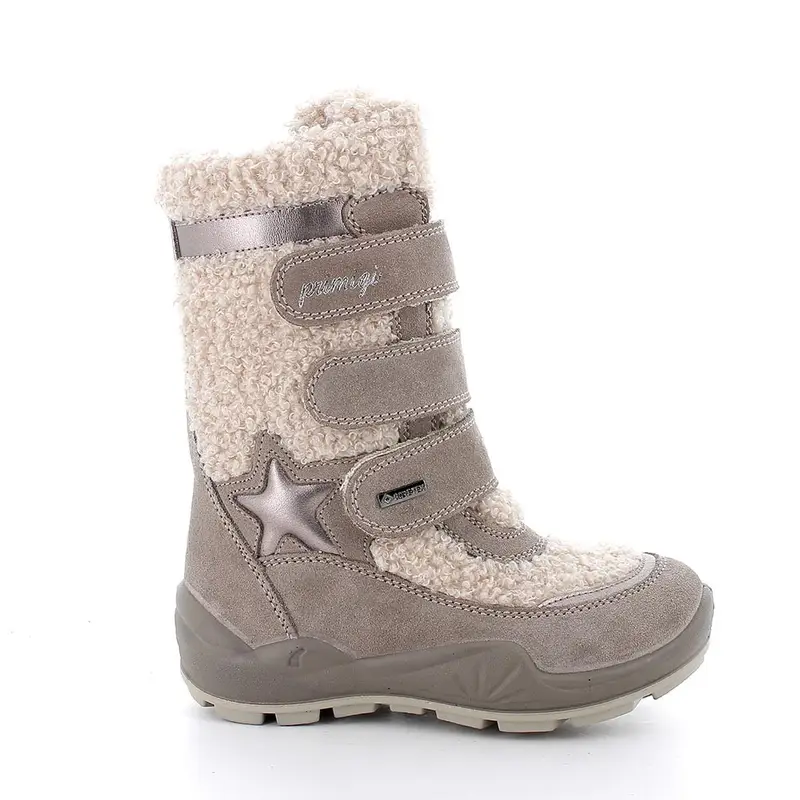 Stivali gore-tex da bambina beige con strap