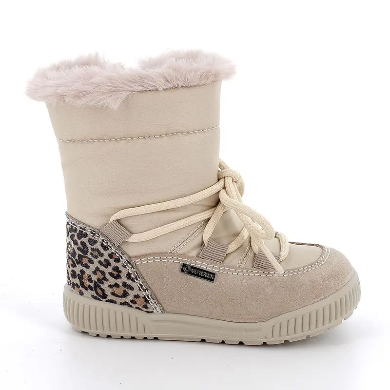 Stivali gore-tex da bambina beige con zip