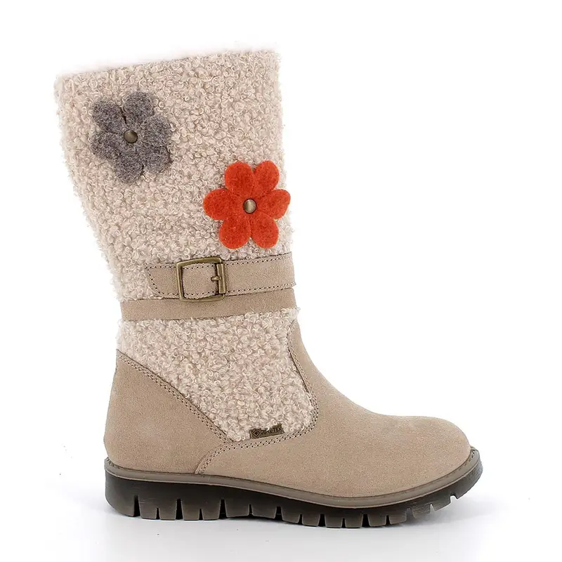 Stivali gore-tex da bambina beige con zip