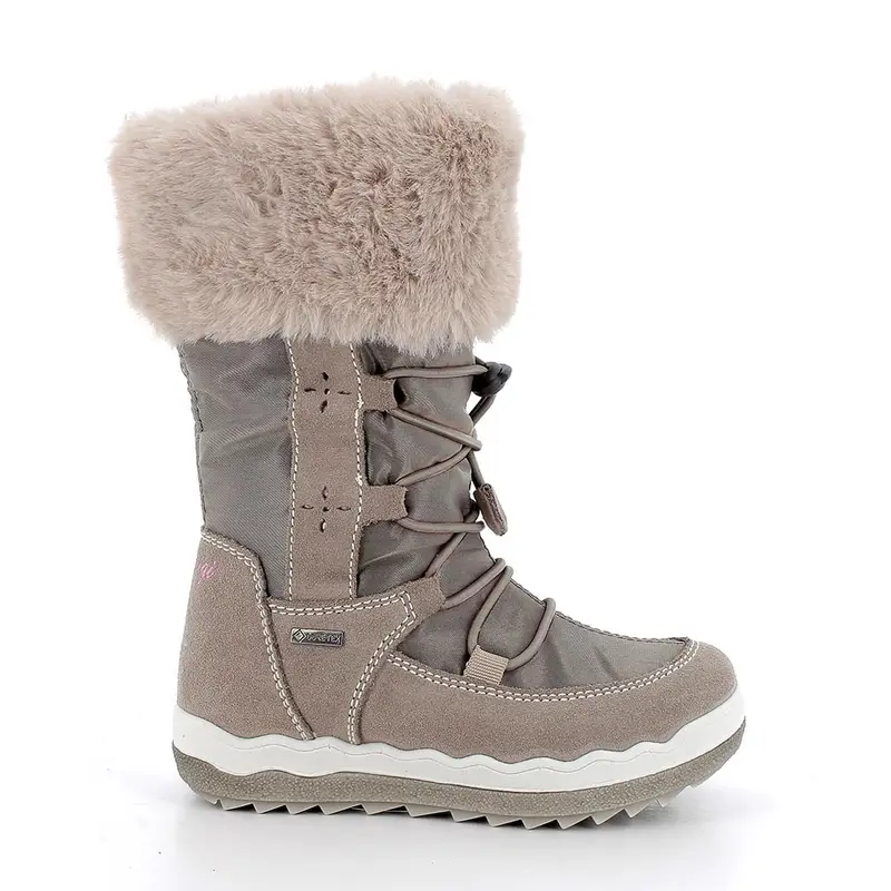 Stivali gore-tex da bambina beige con zip