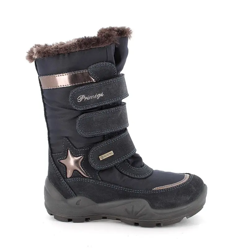 Stivali gore-tex da bambina blu con strap