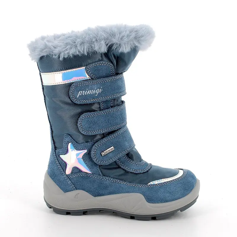 Stivali gore-tex da bambina celeste con strap
