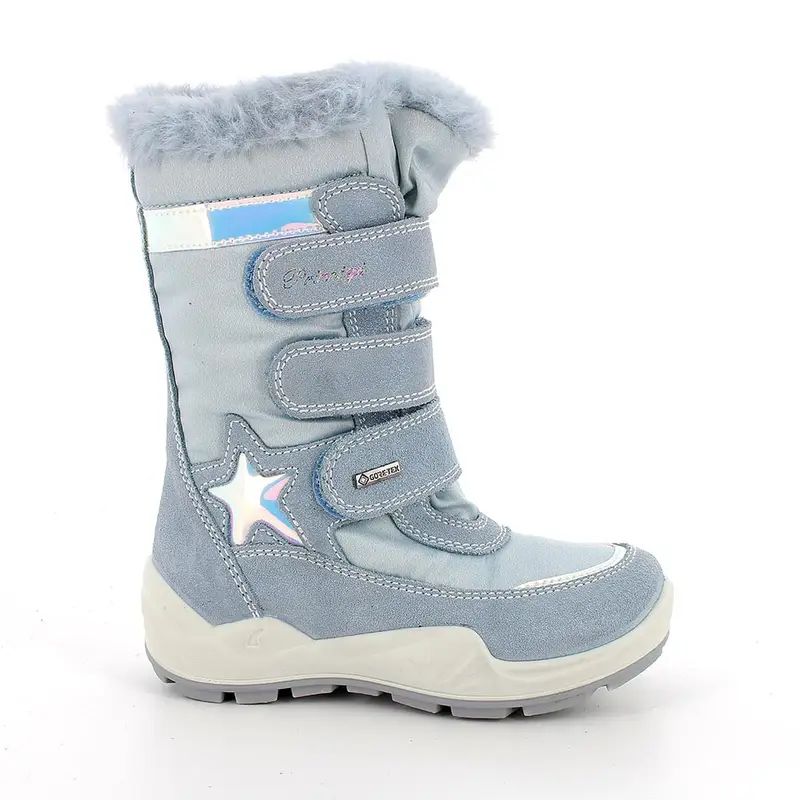 Stivali gore-tex da bambina celeste con strap
