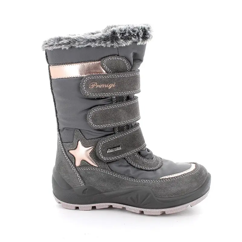 Stivali gore-tex da bambina grigio con strap
