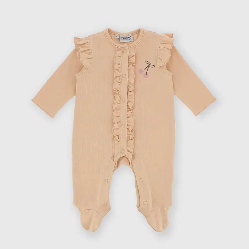Tutina in costina da bambina beige