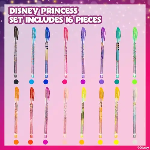 Principesse Disney set di penne glitter per body art da 16 pezzi, colori scintillanti e luminosi, a partire dai 3 anni miniatura 2