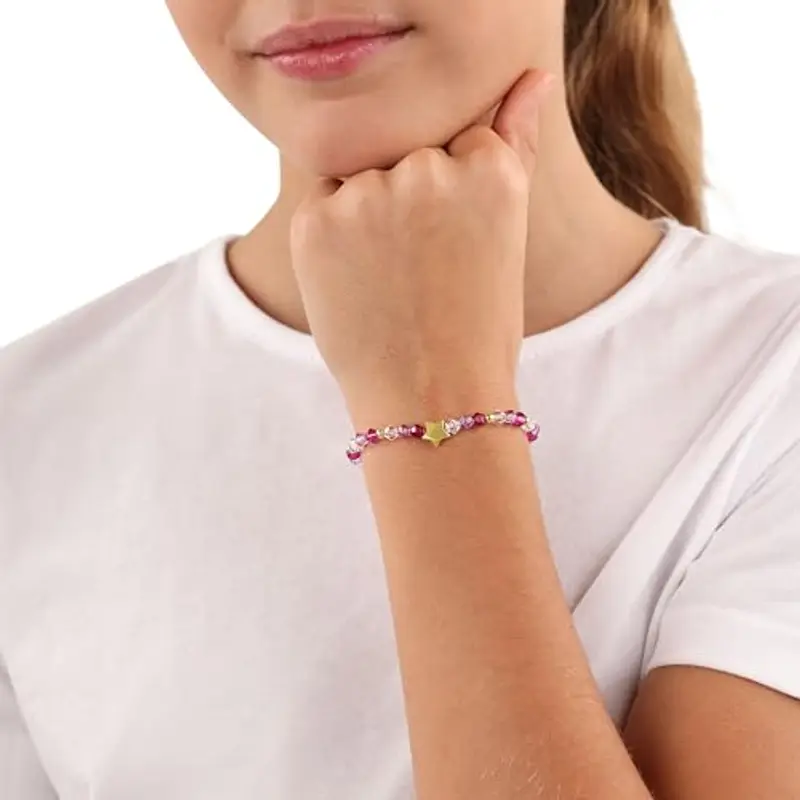 Prinzessin Lillifee Bracciale Bracciale per bambine in Acciaio Inossidabile, con gemma sintetica, 12+2 cm, oro, stella miniatura 2