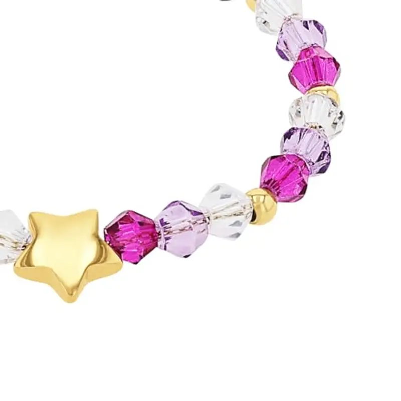 Prinzessin Lillifee Bracciale Bracciale per bambine in Acciaio Inossidabile, con gemma sintetica, 12+2 cm, oro, stella miniatura 3