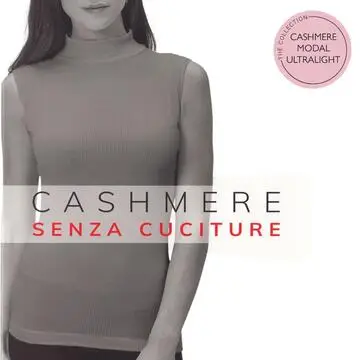 Lupetto donna smanicato in cashmere a costine ultralight Prisco Cash SM