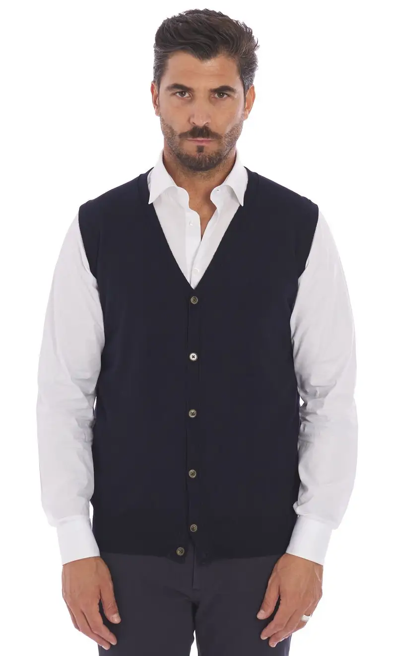 Gilet privati firenze lana merinos, colore blu