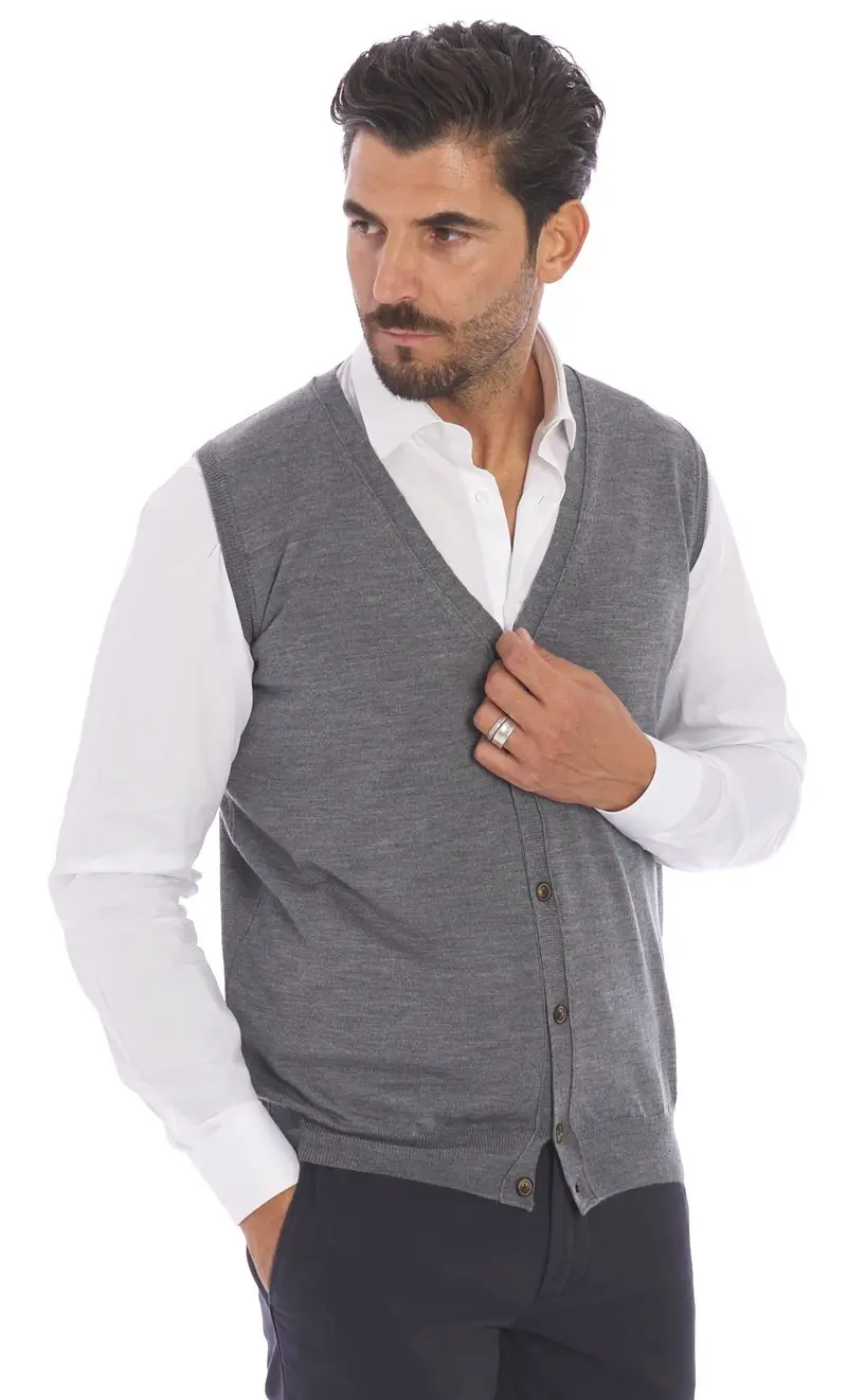 Gilet privati firenze lana merinos, colore grigio
