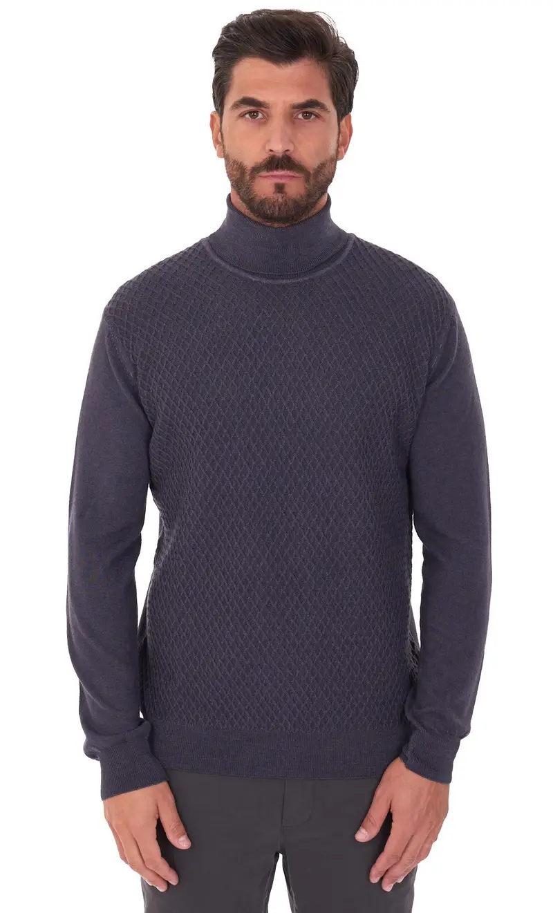 Maglia dolcevita operata privati firenze in lana merino lavata, colore grigio