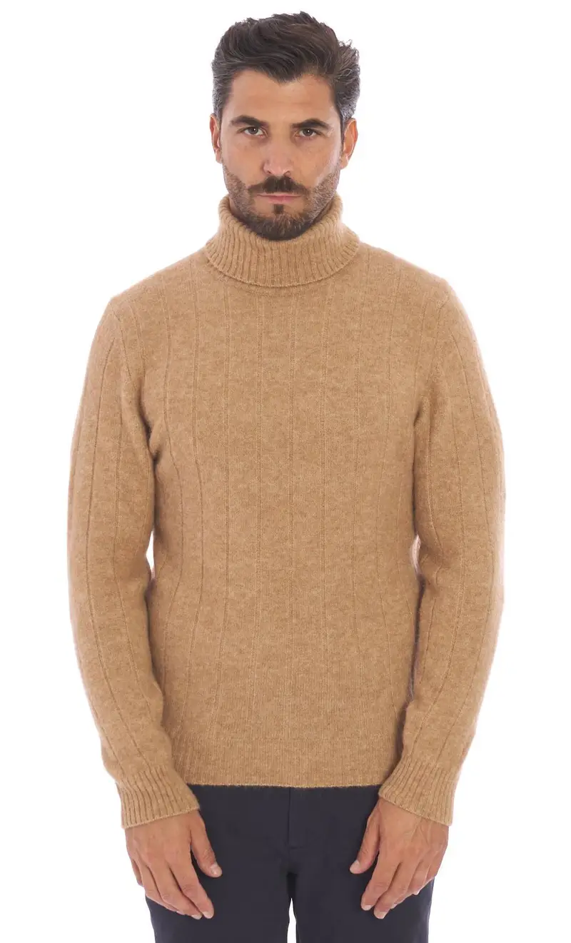 Maglia dolcevita privati firenze a coste, colore beige