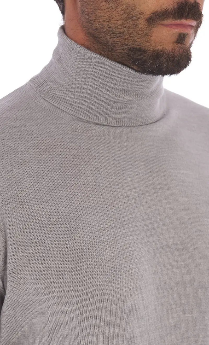 Maglia dolcevita privati firenze in lana merino, colore grigio miniatura 2