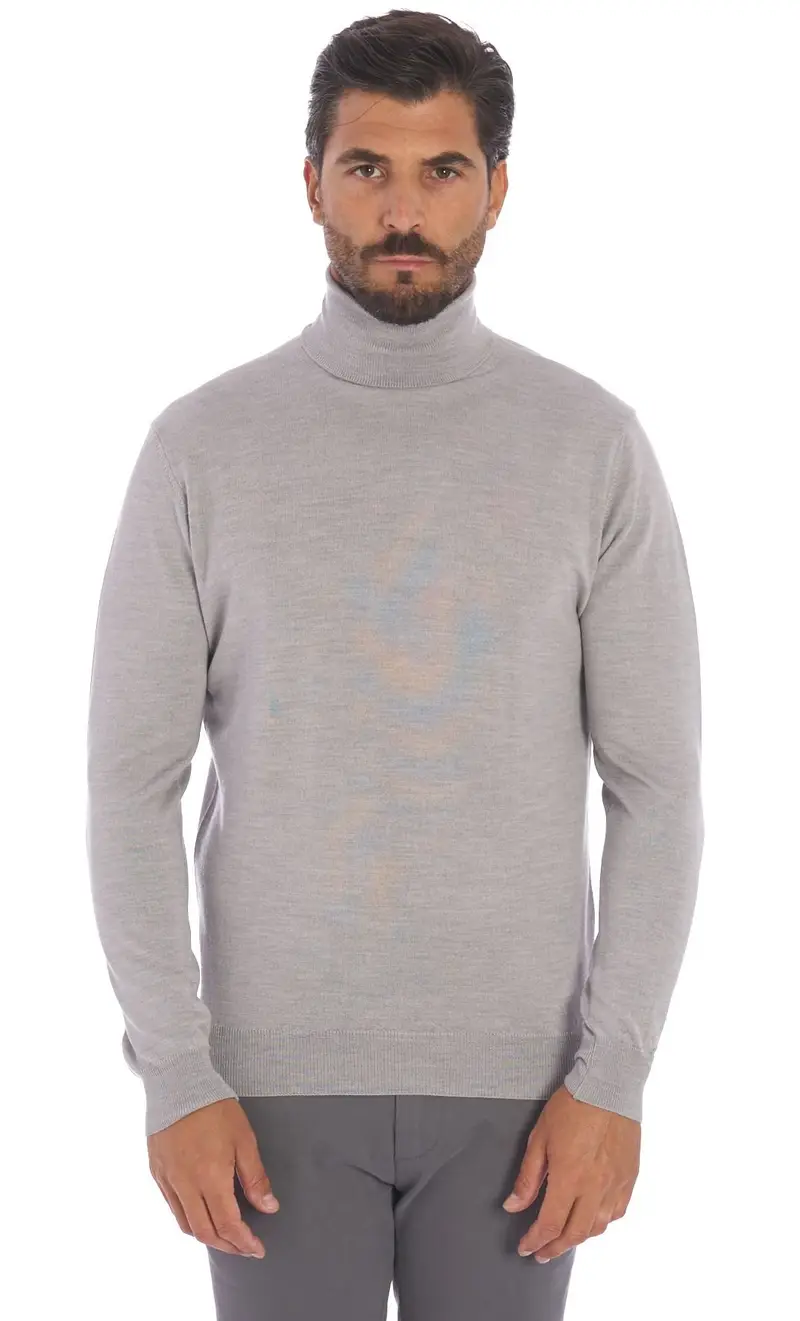 Maglia dolcevita privati firenze in lana merino, colore grigio