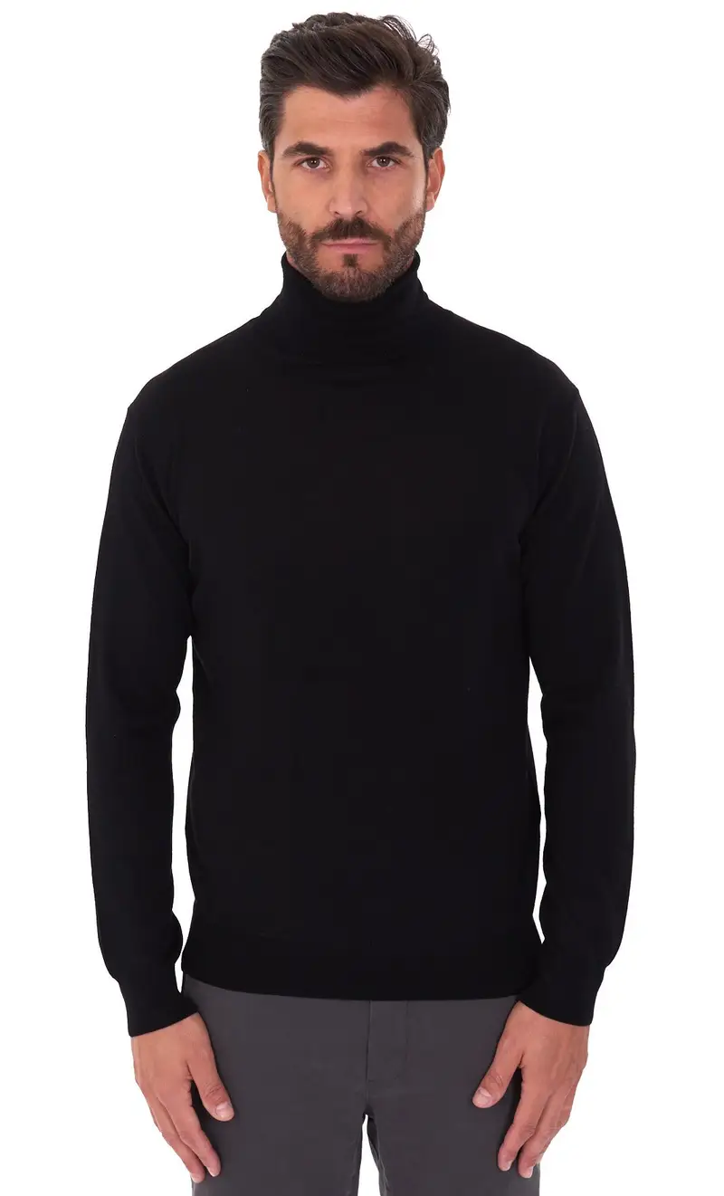 Maglia dolcevita privati firenze in lana merino, colore nero