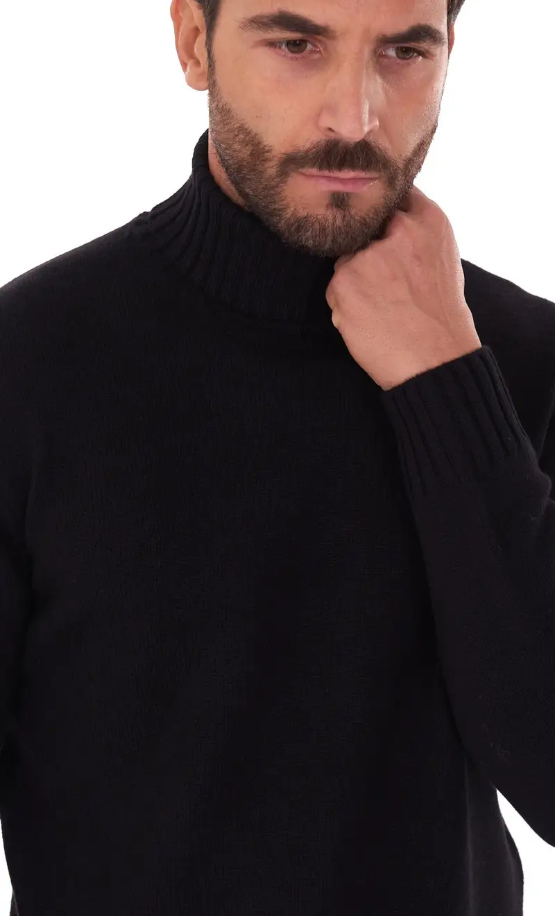 Maglia dolcevita privati firenze in lana merino finezza 7, colore nero miniatura 2