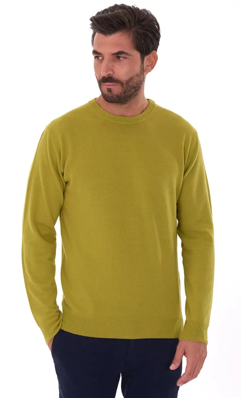 Maglia girocollo privati firenze in lana e cashmere, colore verde