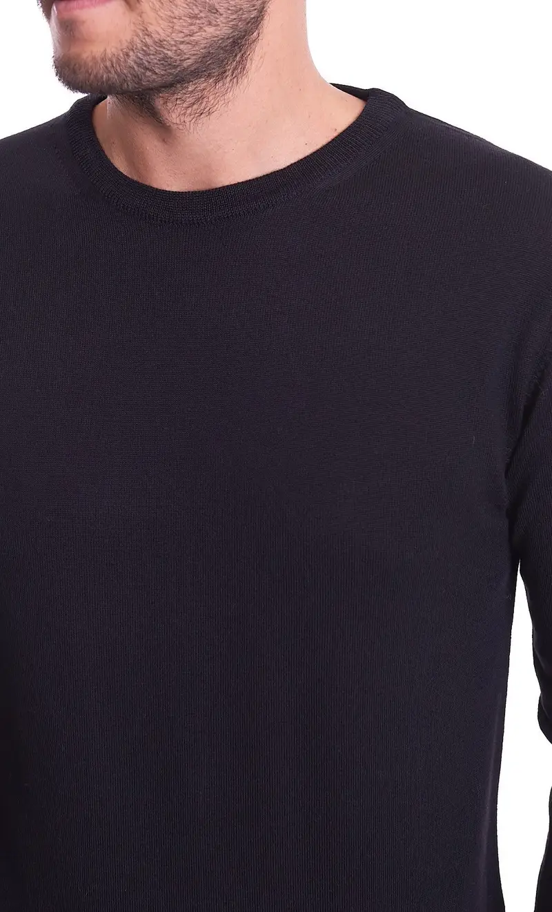Maglia girocollo privati firenze in lana merinos, colore nero miniatura 2