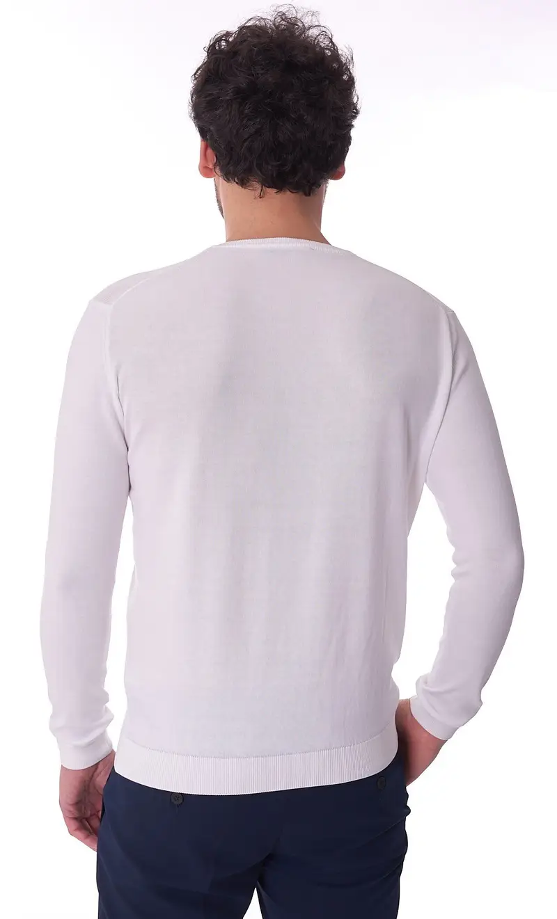 Maglia girocollo privati firenze in puro cotone, colore bianco miniatura 2