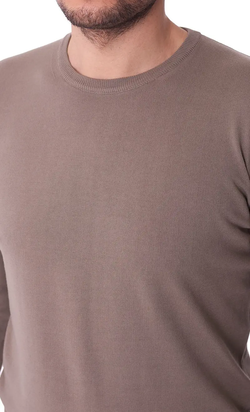 Maglia girocollo privati firenze in puro cotone, colore fango miniatura 2