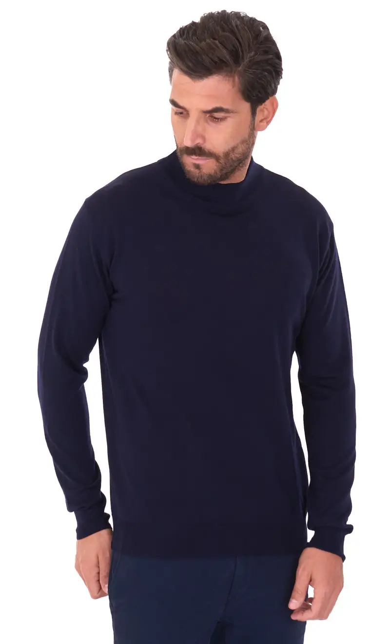 Maglia lupetto privati firenze in lana merino, colore blu