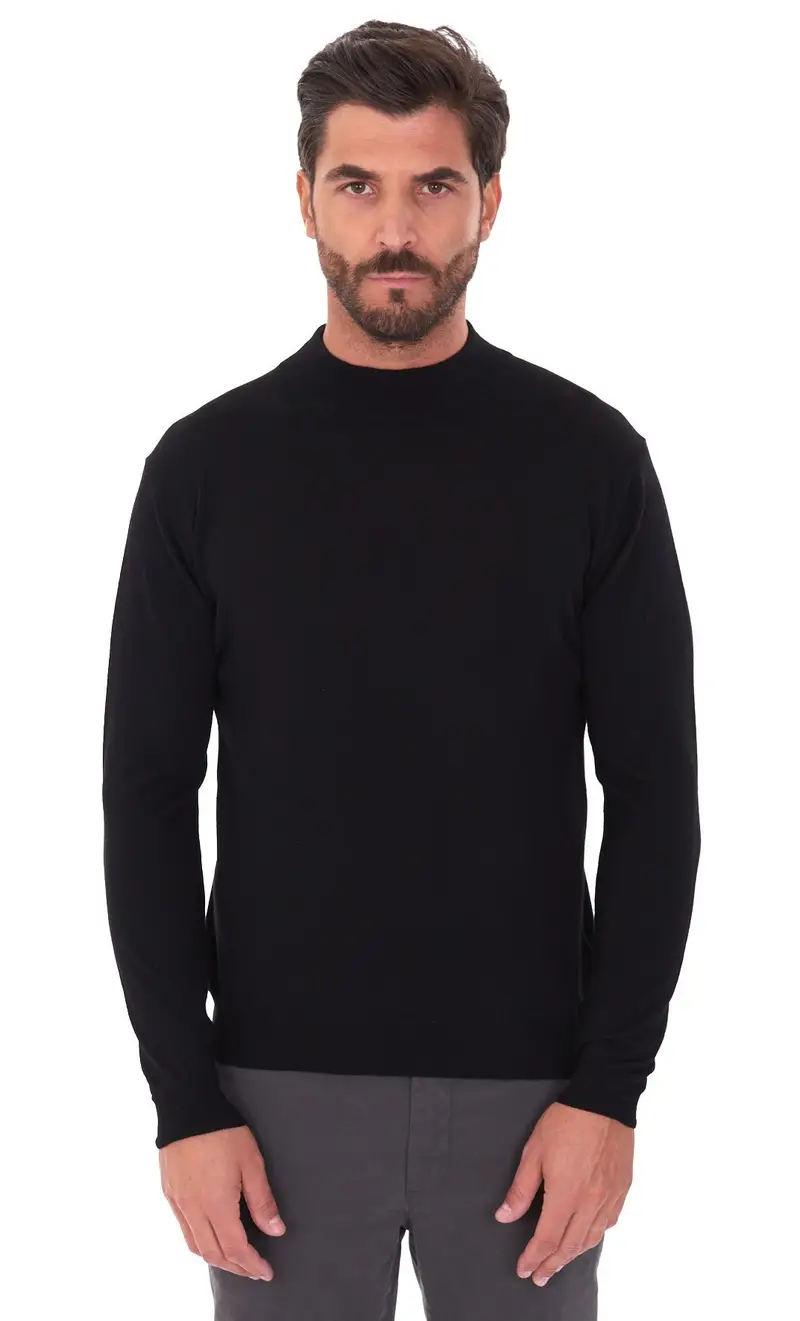 Maglia lupetto privati firenze in lana merino, colore nero