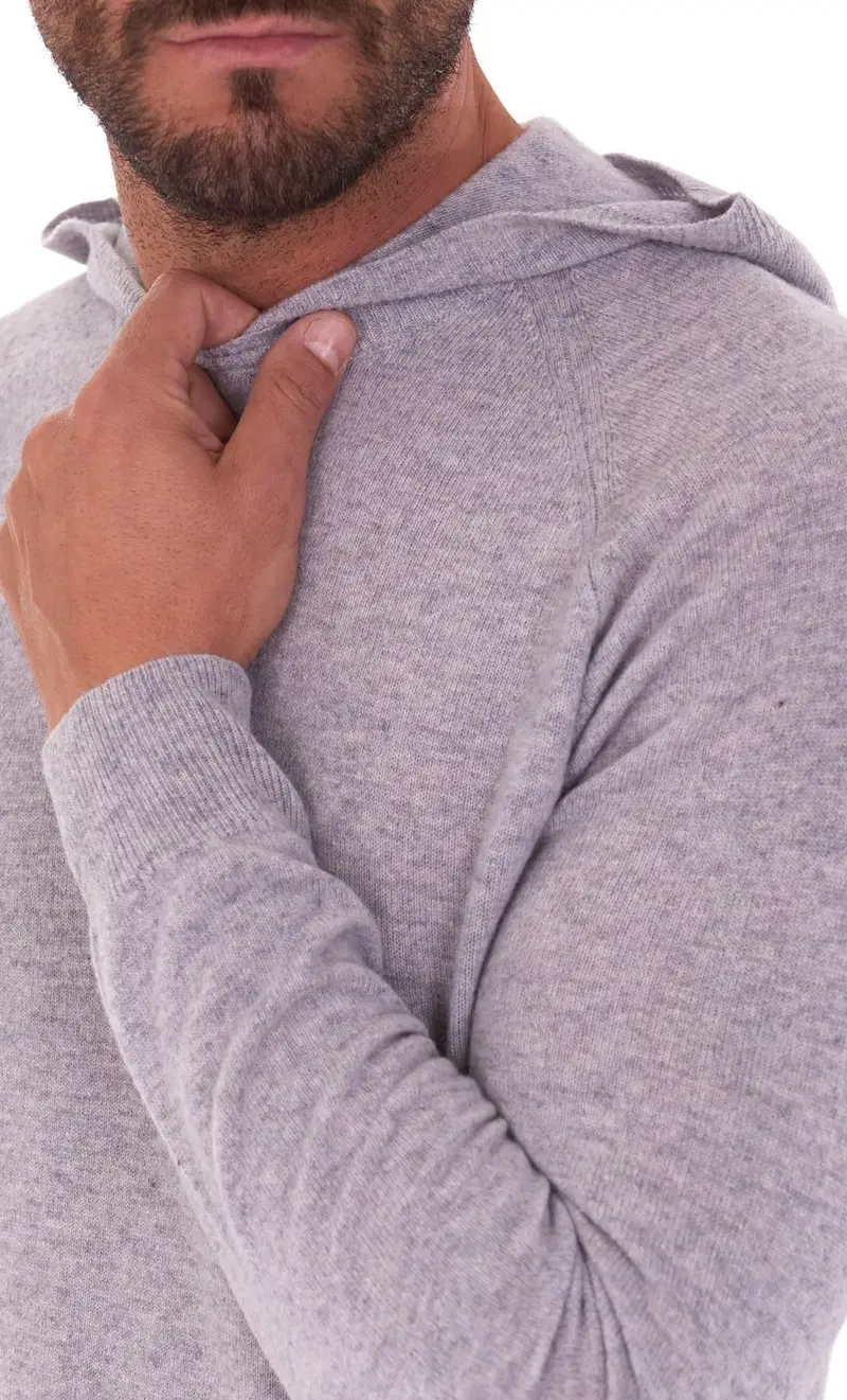 Maglia privati firenze con cappuccio in lana e cashmere, colore grigio miniatura 2