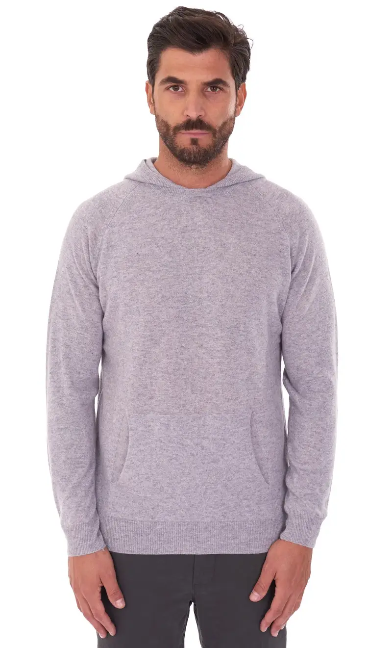 Maglia privati firenze con cappuccio in lana e cashmere, colore grigio
