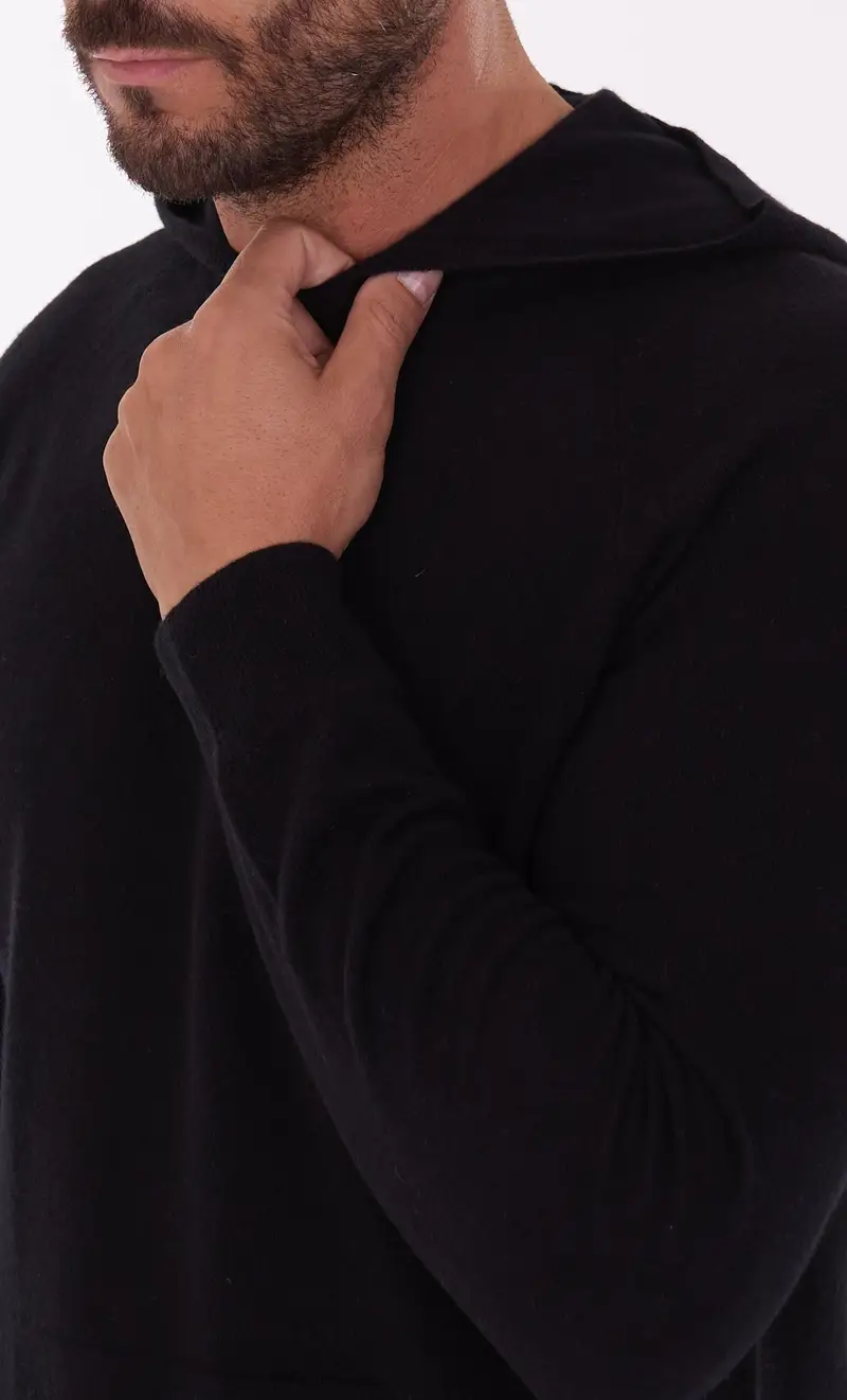 Maglia privati firenze con cappuccio in lana e cashmere, colore nero miniatura 2